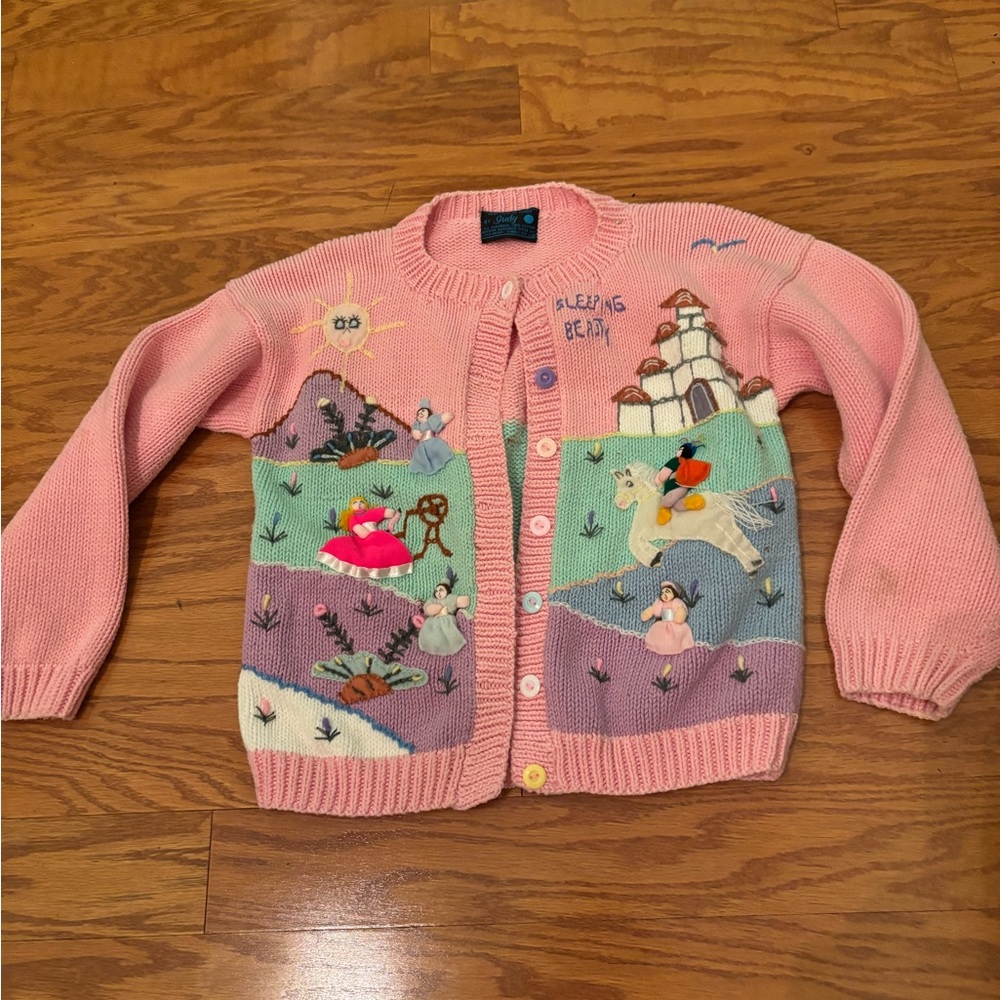 Fairy Tales on Parade by Judy Pink Sleeping Beauty Sweater Kids Sz M